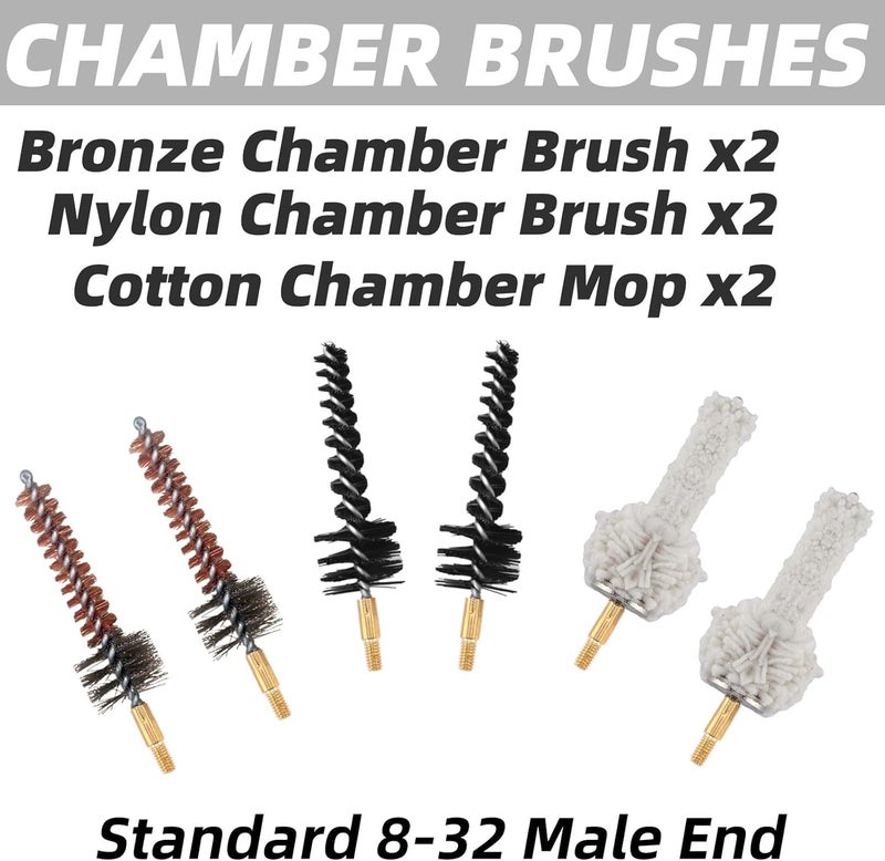 Magsaddle .223/5.56 or .308/7.62 Chamber Cleaning Kit - Bronze Chamber Brush, Nylon Chamber Brush, Cotton Chamber Mop, Cotton Swabs,Nylon & Metal Cleaning Pick, Chamber Gun Cleaning Supplies - Image 2